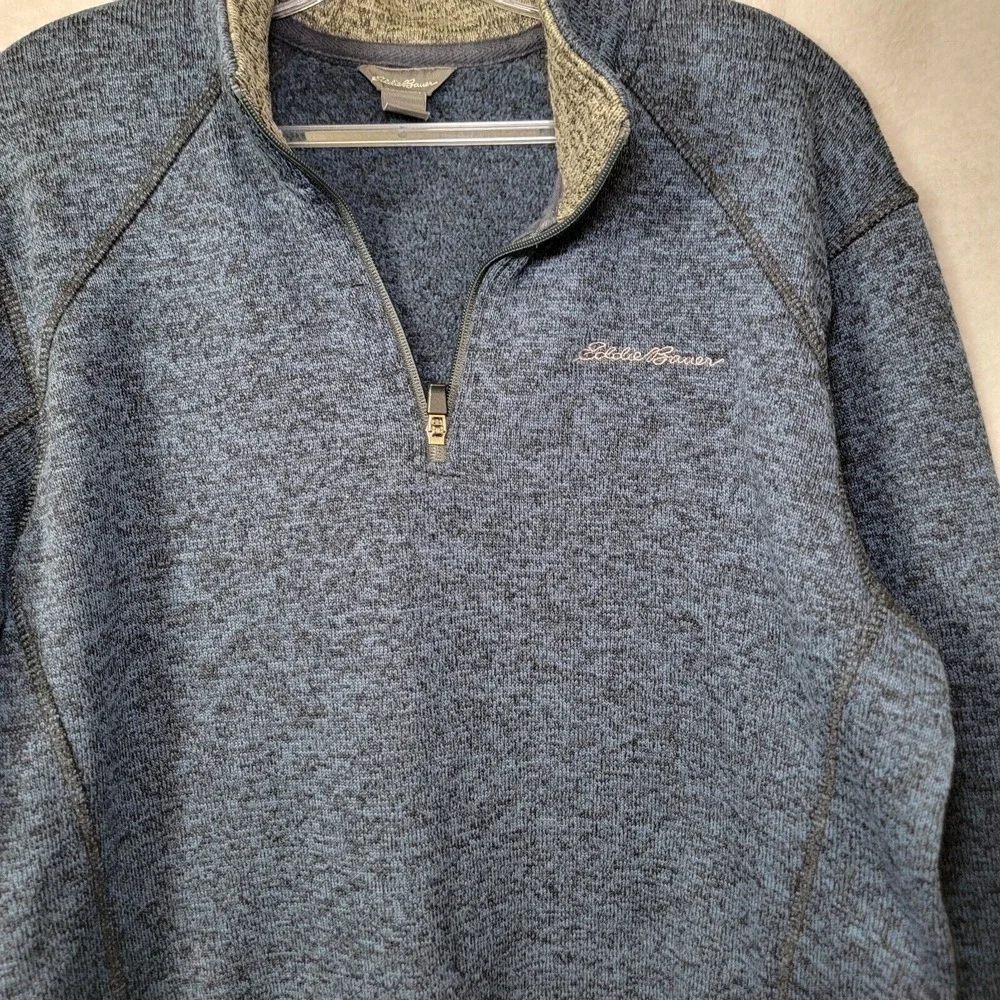 Eddie Bauer‎ Sweater Mens XL Blue Long Sleeve 1/4 Zip Fleece Pullover Mock Neck